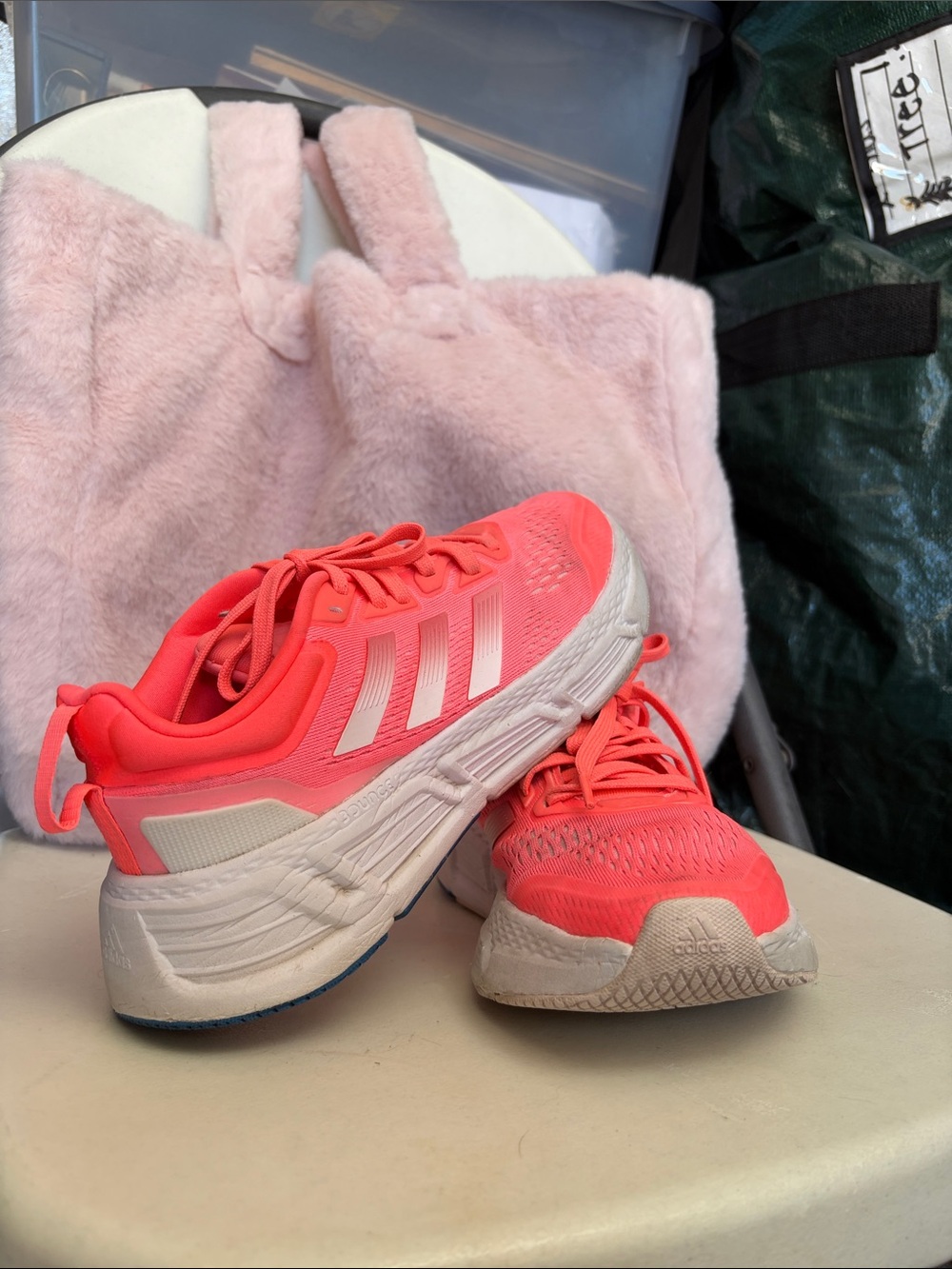 adidas Women's Athletic Sneakers in Coral Pink and White